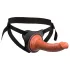 King Cock Elite Comfy - strap-on dildo ar jostu tumši miesas krāsā