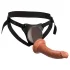 King Cock Elite Comfy - strap-on dildo ar jostu tumši miesas krāsā