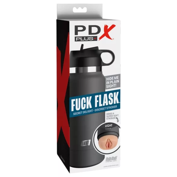 PDX - Fuck Flask Secret Delight - mākslīgā maksts kolbā (melna-dabīga)