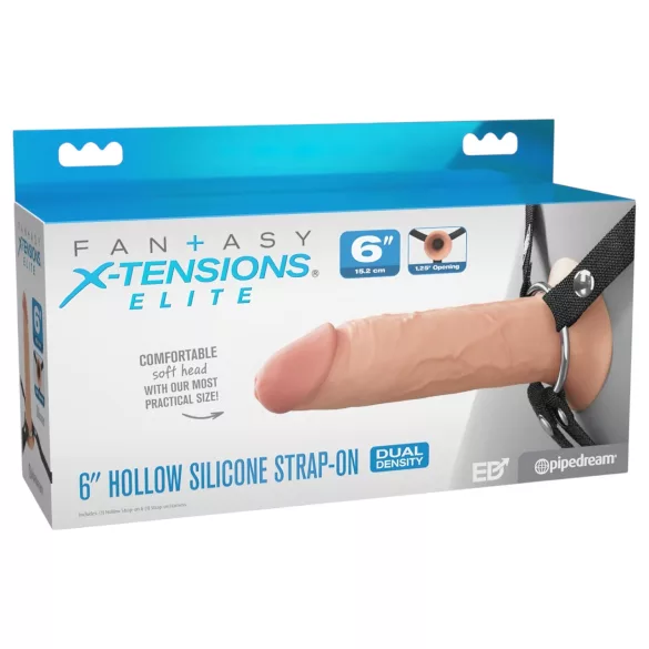 X-TENSION Elite - dobams piestiprināms dobš dildo (dabisks)