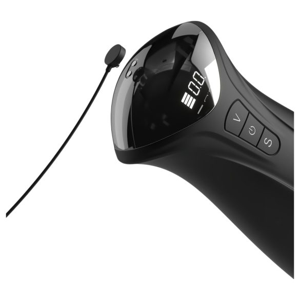 PDX Elite - vīriešu masturbators ar sūkšanas un vibrācijas funkciju, melns