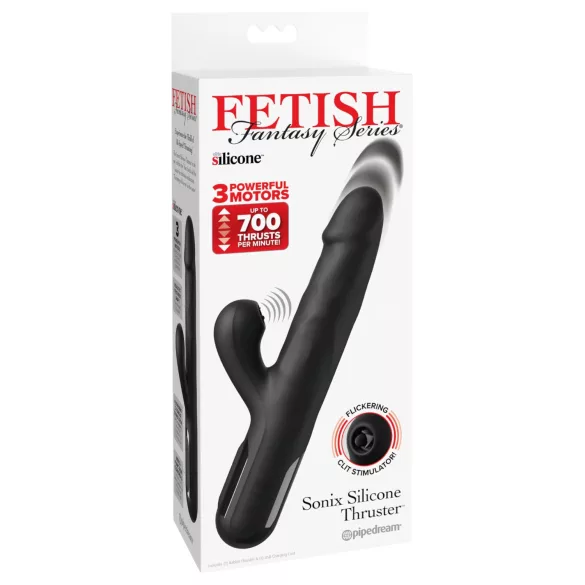 Fetish - trīsmotoru stumjošs vibrators (melns)