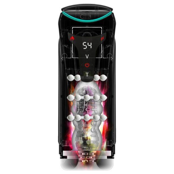 PDX Elite Moto-Bator Pro - vīriešu masturbators ar bumbiņām un sildīšanu melns