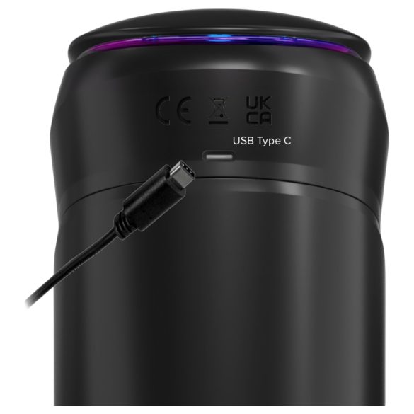 PDX Elite Moto-Bator Pro - vīriešu masturbators ar bumbiņām un sildīšanu melns