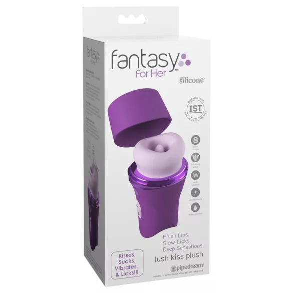 Fantasy For Her Lush Kiss Plush - vakuuma un mēles klitora stimulators (violets)