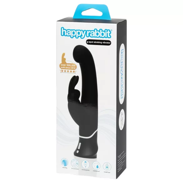 Happyrabbit G-punkta vibrators ar klitora stimulatoru, uzlādējams, melns