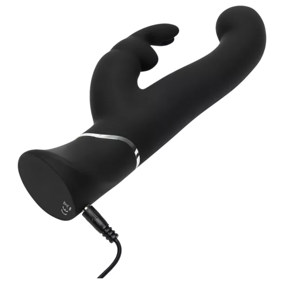 Happyrabbit G-punkta vibrators ar klitora stimulatoru, uzlādējams, melns