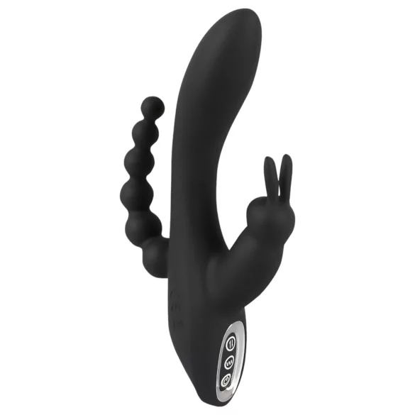 SMILE vibrators trīs zaros, uzlādējams, ūdensizturīgs, melns