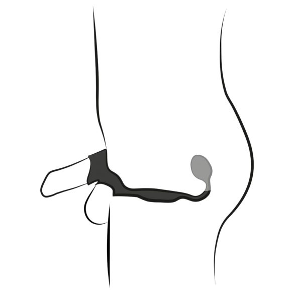 Rebel - vīriešu gredzens ar anālo vibratoru, melns