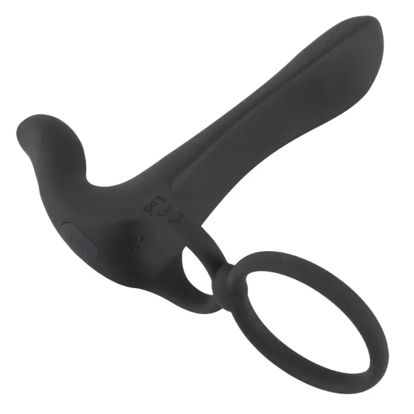 Black Velvets - akumulatora 2in1 vibrators un erekcijas gredzens melns