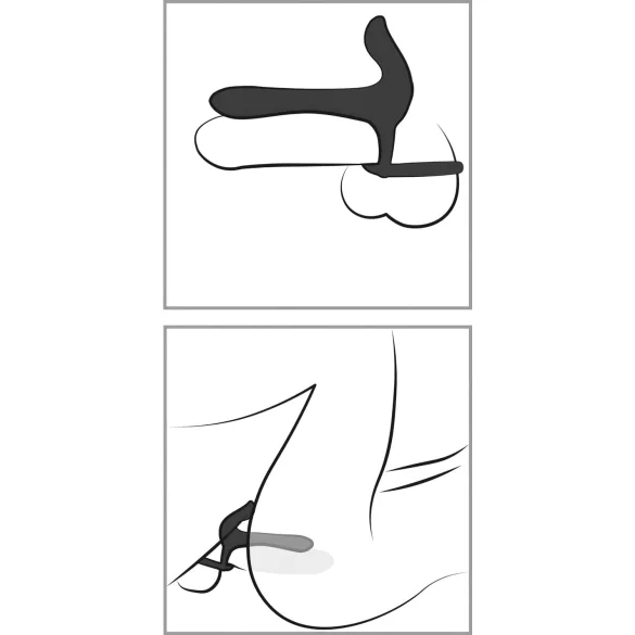 Black Velvets - akumulatora 2in1 vibrators un erekcijas gredzens melns