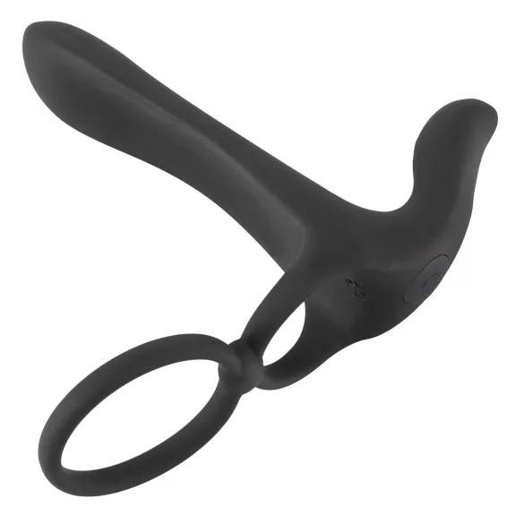 Black Velvets - akumulatora 2in1 vibrators un erekcijas gredzens melns