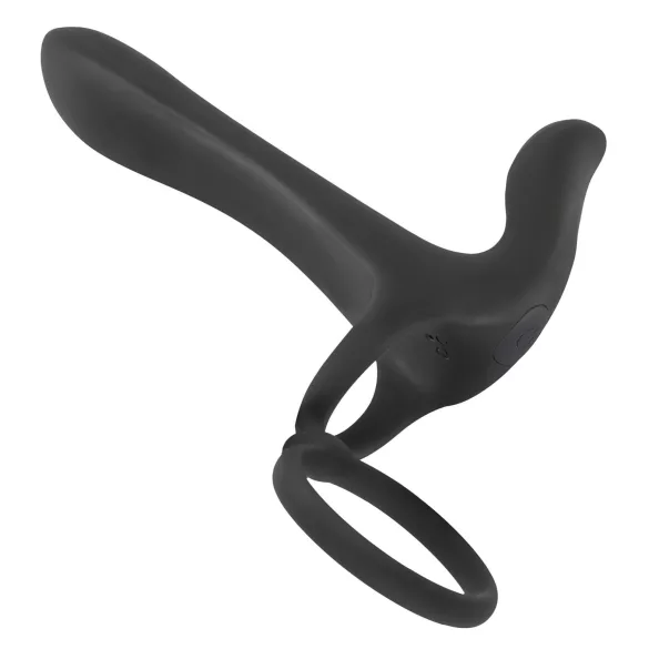 Black Velvets - akumulatora 2in1 vibrators un erekcijas gredzens melns