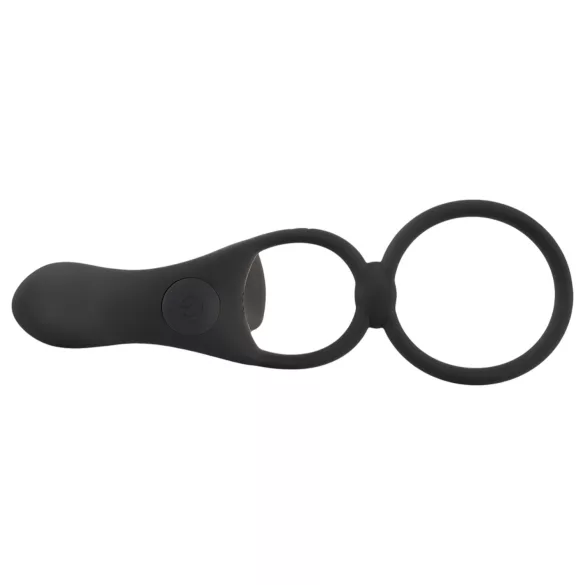 Black Velvets - akumulatora 2in1 vibrators un erekcijas gredzens melns
