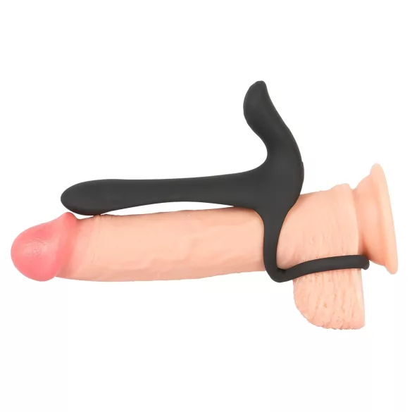 Black Velvets - akumulatora 2in1 vibrators un erekcijas gredzens melns