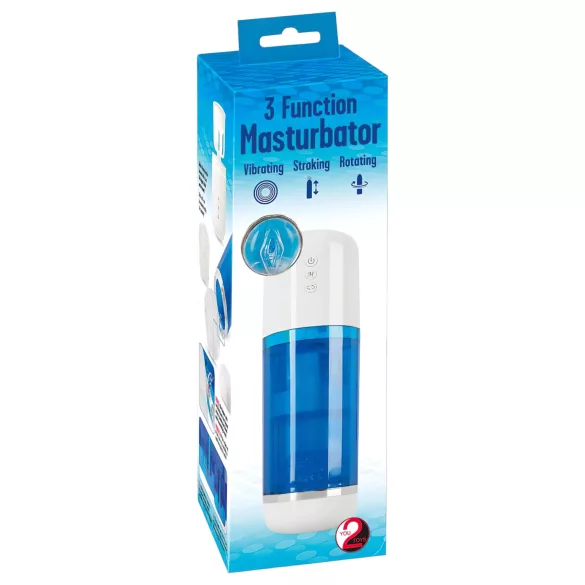 You2Toys - akumulatora masturbators ar rotāciju un thrust funkciju zils/balts