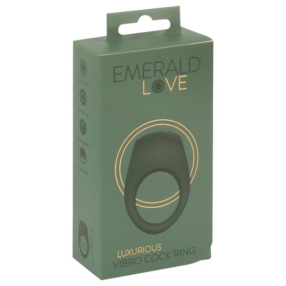 Emerald Love - uzlādējams, ūdensnecaurlaidīgs vibrējošs dzimumlocekļa gredzens (zaļš)