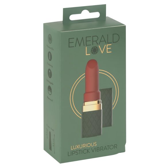 Emerald Love - uzlādējams ūdensizturīgs lūpu krāsas vibrators sarkans