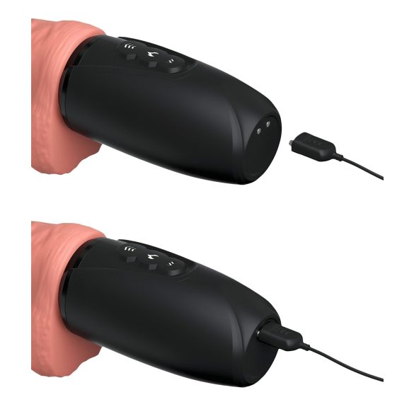 King Cock Plus 6,5 - dildo ar sēkliniekiem un vibrāciju, naturāls