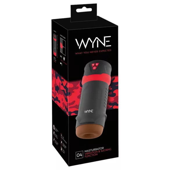 WYNE 04 - masturbators ar vibrāciju un uzsūkšanu, akumulators, brūns