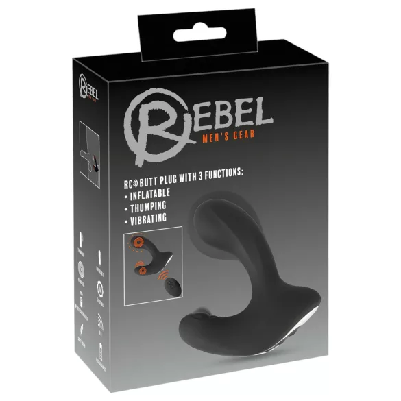 Rebel RC - uzlādējams tālvadības anālais vibrators pumpējams melns