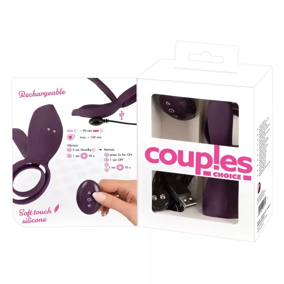 Couples Choice - pāra vibrējošs akumulatora dzimumlocekļa gredzens violets