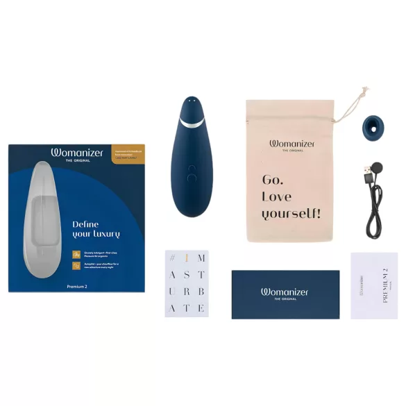 Womanizer Premium 2 - klitora stimulators ar gaisa viļņiem zils