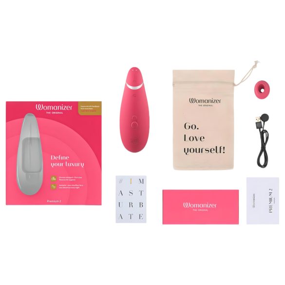 Womanizer Premium 2 - gaisa viļņi klitora stimulators (rozā)