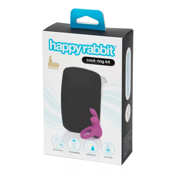 Happyrabbit vibrējošs erekcijas gredzens ar uzglabāšanas kastīti, violets