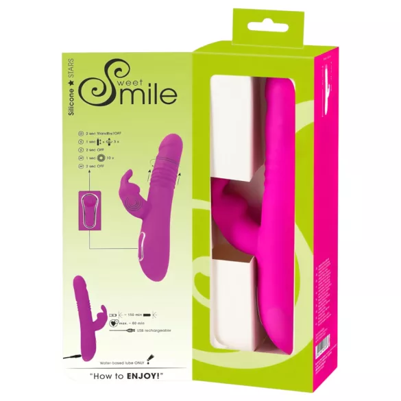SMILE trušu tipa vibrators ar klitora stimulāciju un rotējošu funkciju, rozā