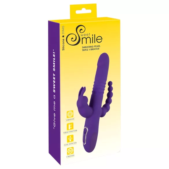 SMILE vibrators ar trim kustīgām rokām, rotējošs un stumjošs, violets