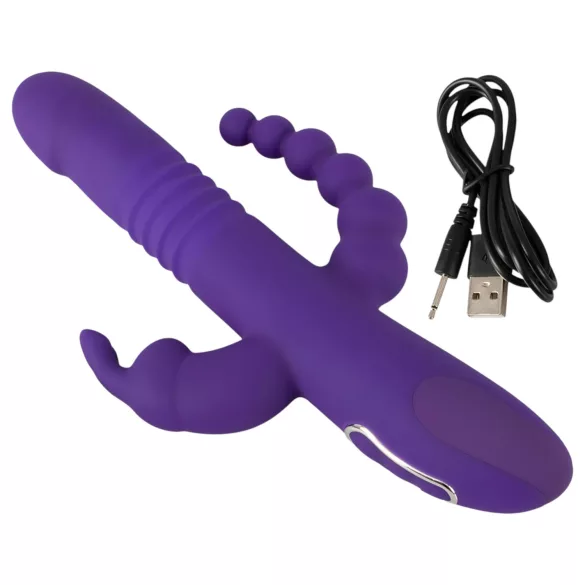 SMILE vibrators ar trim kustīgām rokām, rotējošs un stumjošs, violets