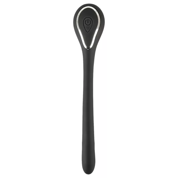 Penis Plug dzimumlocekļa dilatators ar vibrāciju, melns, 1 cm
