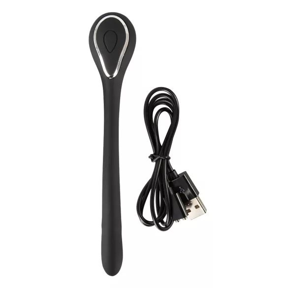 Penis Plug dzimumlocekļa dilatators ar vibrāciju, melns, 1 cm