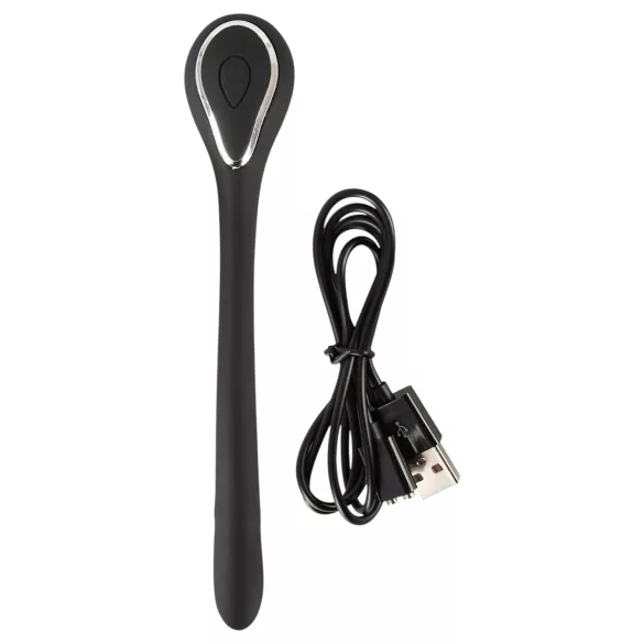 Penīsa plug dilatators - akumulatora vibrācijas dilatators (1 cm, melns)