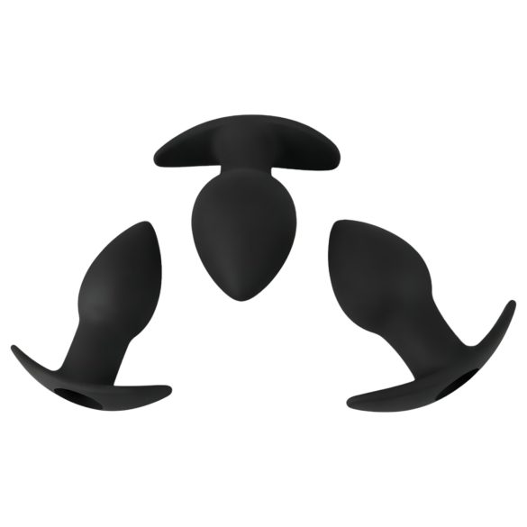 Black Velvets - anālais vibratora komplekts akumulators 3 daļas melns