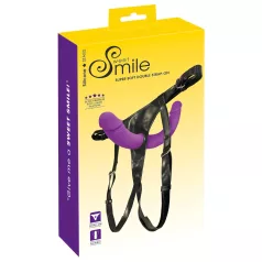   SMILE - dubultais strapon dildo ar apakšveļu, violets-melns