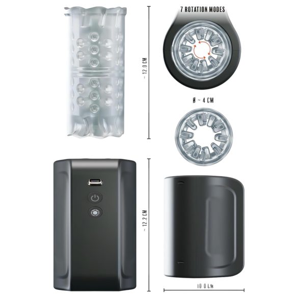 Rebel - vīriešu ūdensizturīgs rotējošs masturbators melns