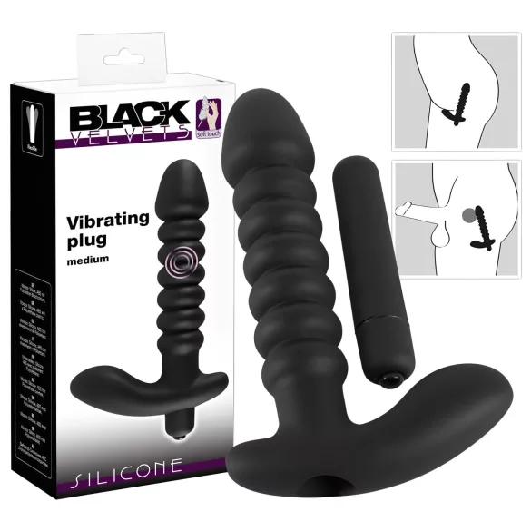 Black Velvets vibrators ar rievojumu vidējs melns