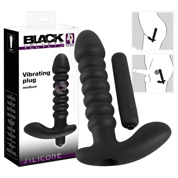 Black Velvets vibrators ar rievojumu vidējs melns