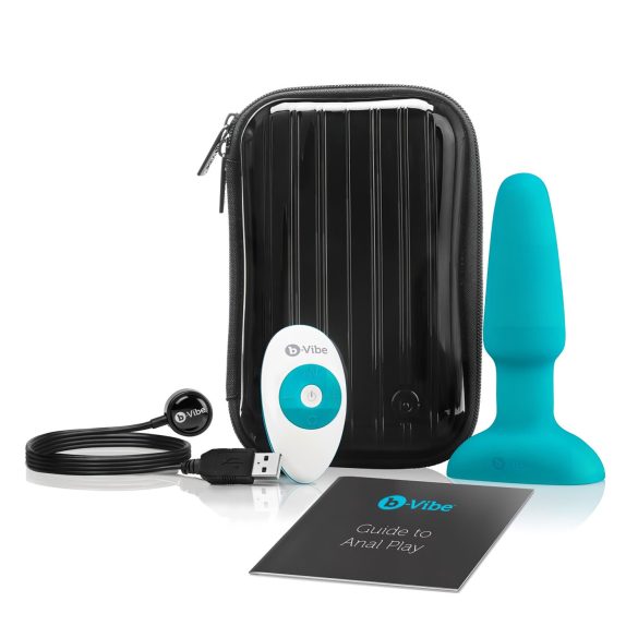 b-Vibe - anālais vibrators ar rotējošām pērlītēm, uzlādējams, tirkīza
