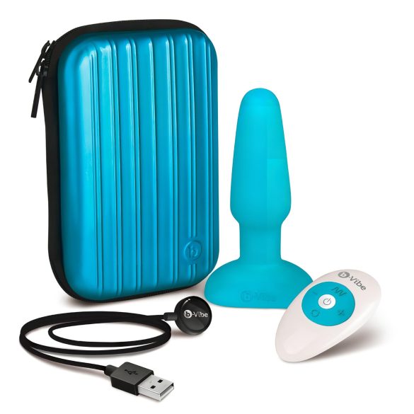 b-Vibe - anālais vibrators ar rotējošām pērlītēm, uzlādējams, tirkīza