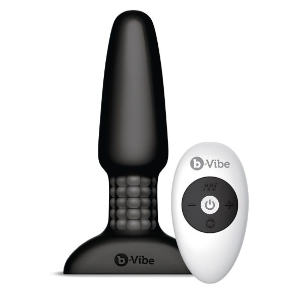 b-Vibe - rotējošs pērlīšu akumulatora anālais vibrators (melns)