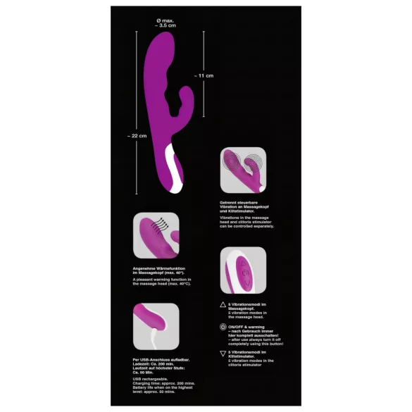 Javida - klitora vibrators ar sildīšanu rozā