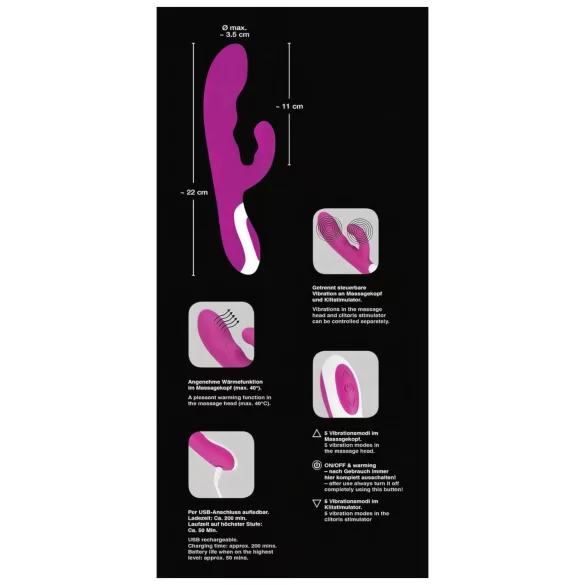 Javida - klitora vibrators ar sildīšanu rozā