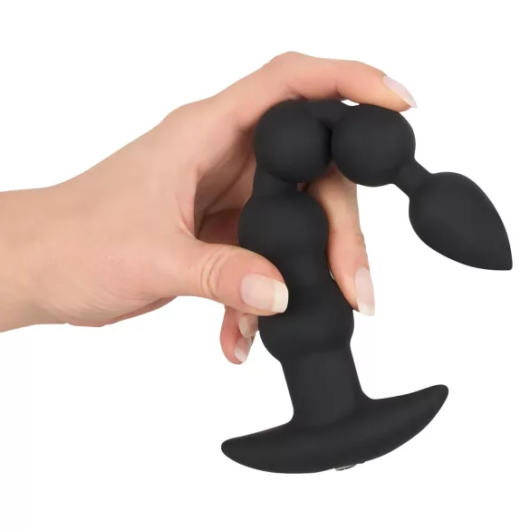 Black Velvets - anālais vibrators ar 5 lodītēm uzlādējams melns