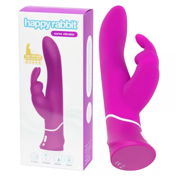 Happyrabbit Curve - vibrators ar klitora stimulatoru, ūdensizturīgs, violets