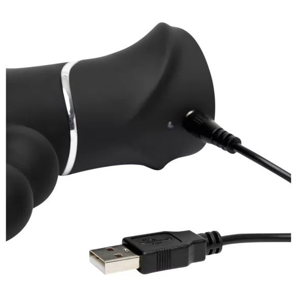 Happyrabbit vibrators klitoram un anālam ar trim zariem uzlādējams melns