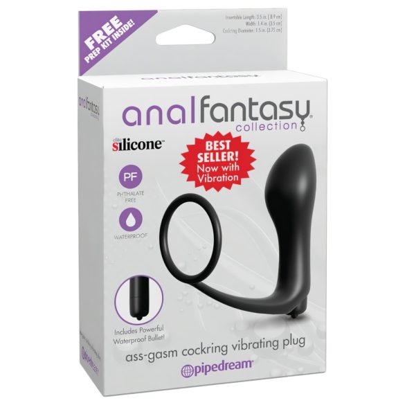 Analfantasy - anālais vibrators ar pirkstu un dzimumlocekļa gredzenu melns