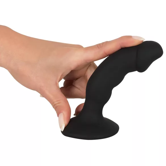 Black Velvets - anālais vibrators ar dildo, uzlādējams, melns